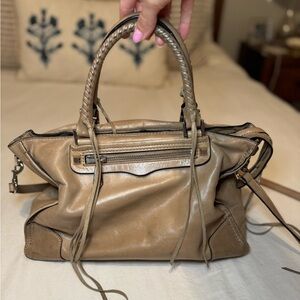 REBECCA MINKOFF Soft Beige Fringe Satchel Tote Purse